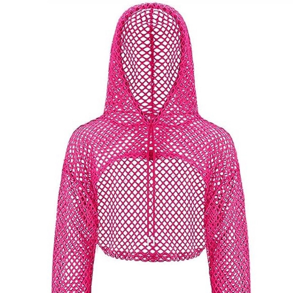 Neon Pink Fishnet Crop Top